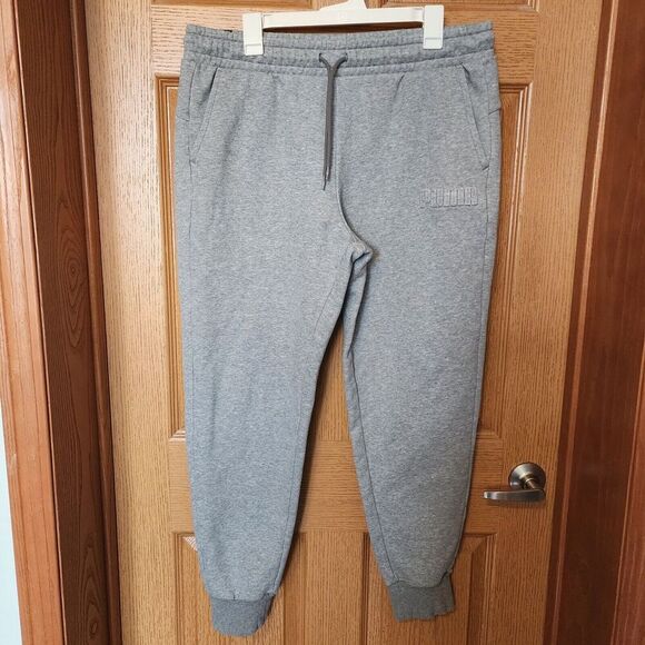 Puma Pants Mens XL Activewear Jogger Sweat‎ Fleece Gym Training Drawstring Gray - Picture 1 of 12